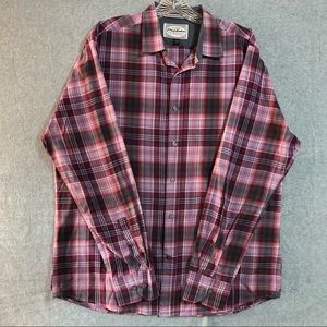 🚫SOLD🚫Flag and anthem plaid button front shirt mens size L